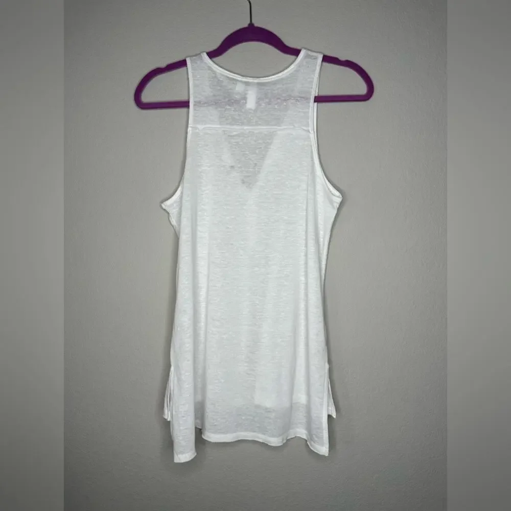 BP BRASS PLUM Womens Henley Button Down V-Neck Tank Top Tunic White Size XS